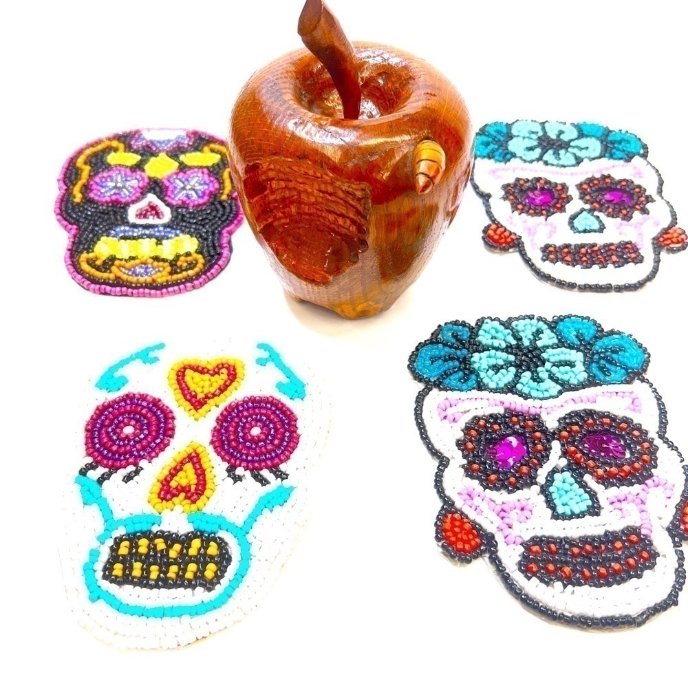TABLEAU Day of Dead Beaded Coasters & APPLE - Picture 1 of 6